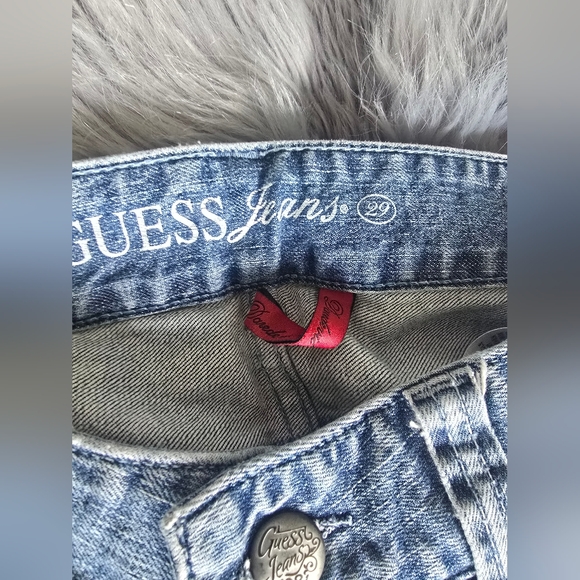 Guess Light Blue Distressed Wide Leg Jeans - Picture 9 of 17